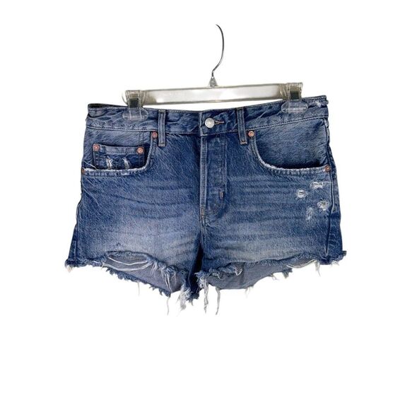 Free People We The Free Cut Off Shorts Women's Size 27 Button Fly Distressed - Picture 1 of 6
